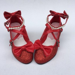 Red Princess Lolita Shoes by Antaina (5006)